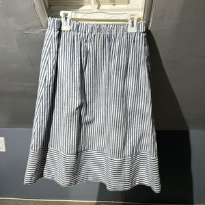 Blue and white stripped midi skirt